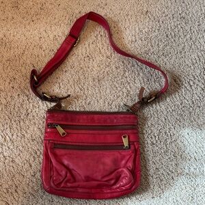 Fossil Cherry Red Crossbody Bag